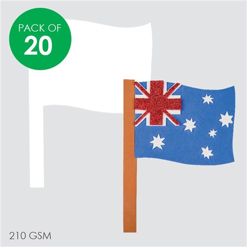 Cardboard Flags - White - Pack of 20