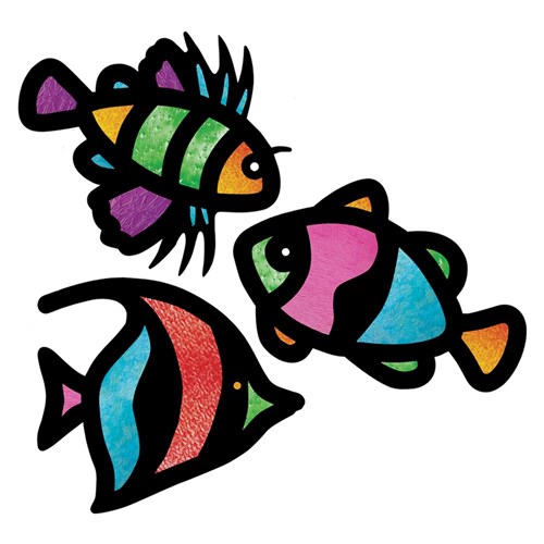 Cardboard Tropical Fish Stained Glass Frames - Pack of 24