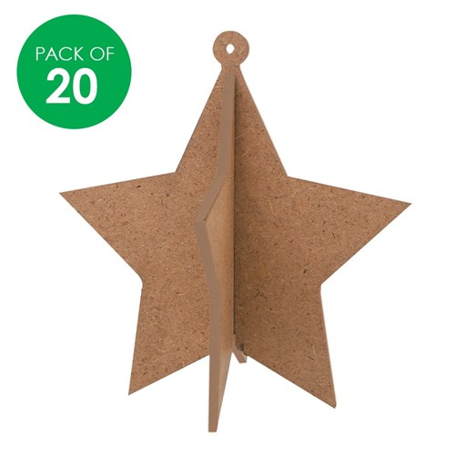 3D Wooden Stars - Pack of 20
