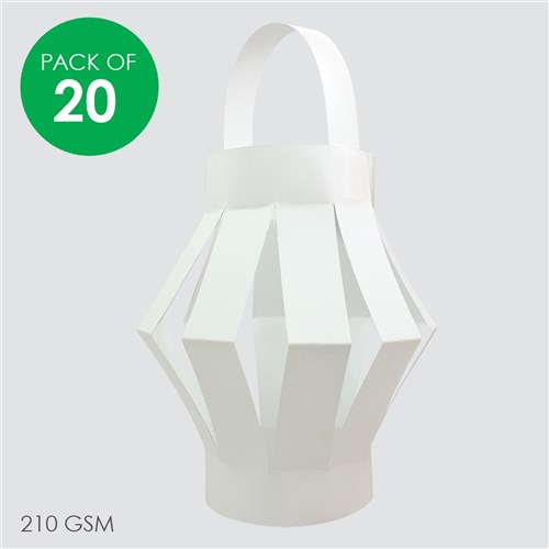 Cardboard Chinese Lanterns - White - Pack of 20