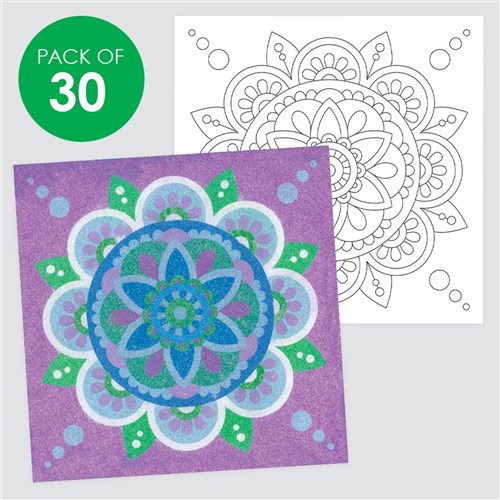 Rangoli Sand Art Sheets - Square - Pack of 30