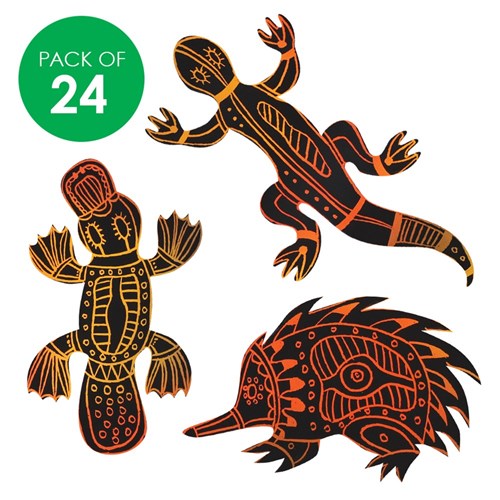 Scratch Board Australian Animal Shapes - Pack of 24