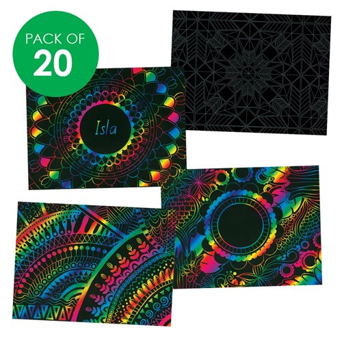 Printed Scratch Board Sheets - Assorted - Pack of 20