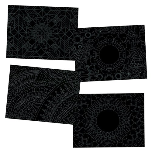 Printed Scratch Board Sheets - Assorted - Pack of 20