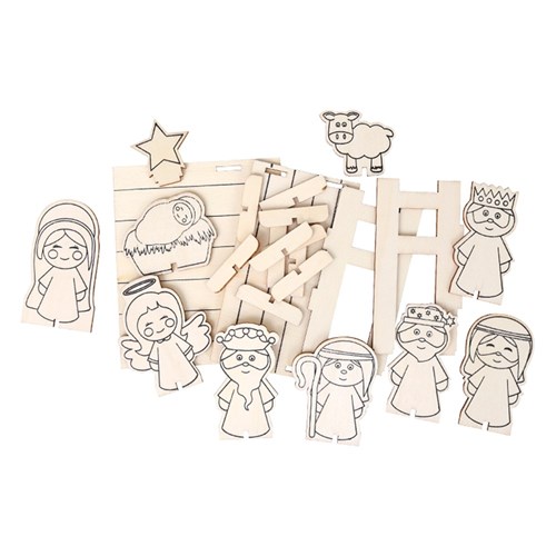 3D Wooden Nativity Scene