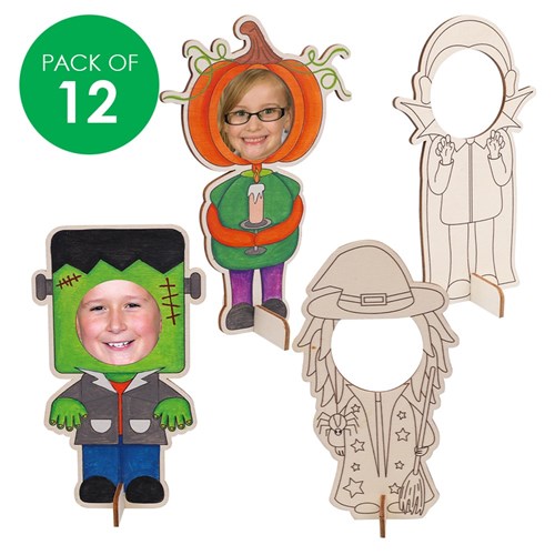 3D Wooden Halloween Character Frames - Pack of 12