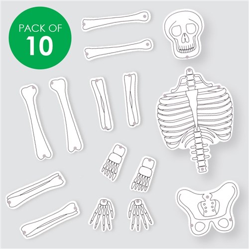 Cardboard Dancing Skeletons - White - Pack of 10
