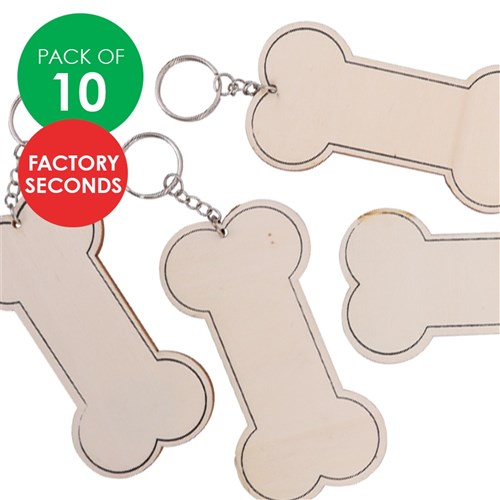 FACTORY SECONDS Printed Wooden Keyrings - Pets - Pack of 10
