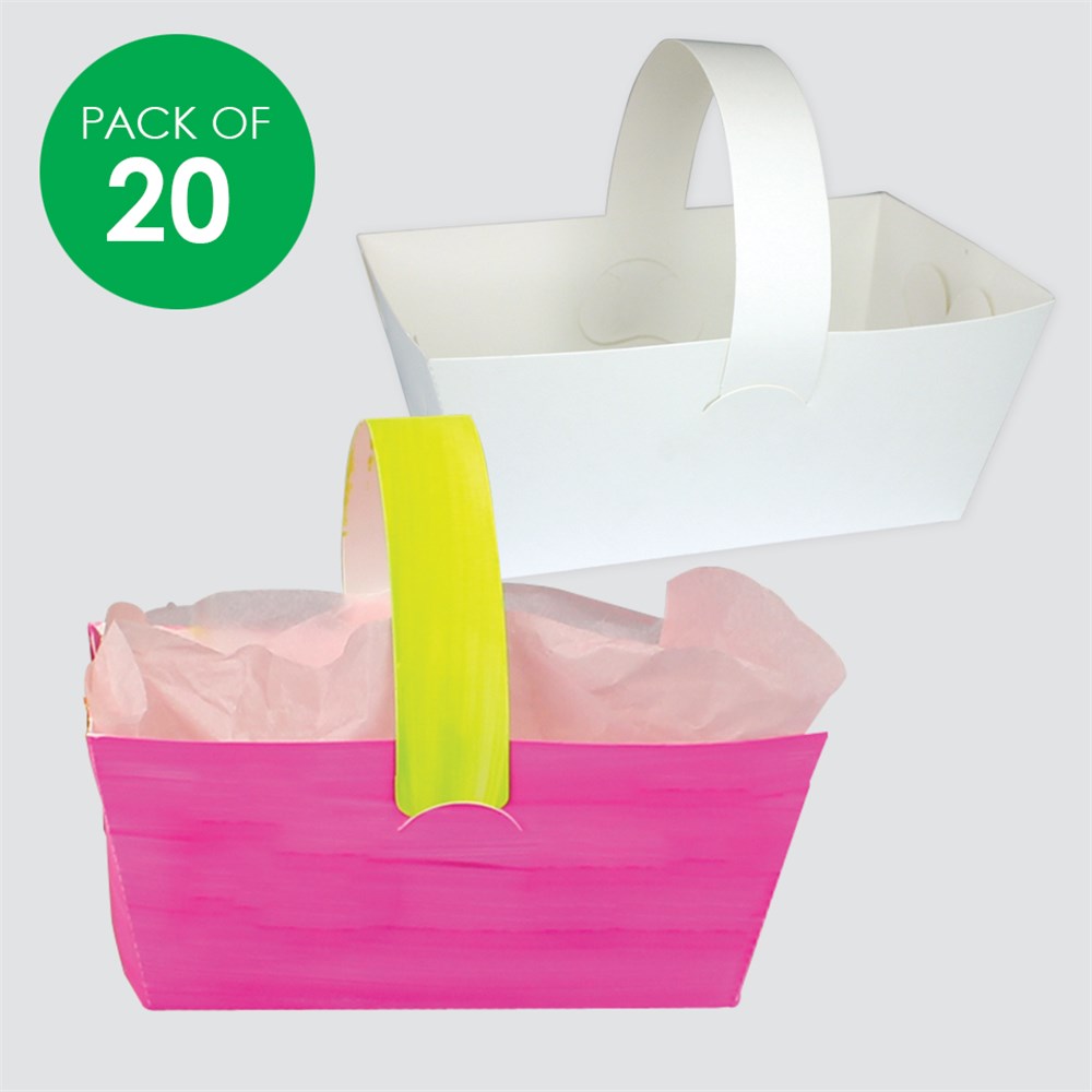 Cardboard Baskets White Pack of 20 Bags, Baskets Gift
