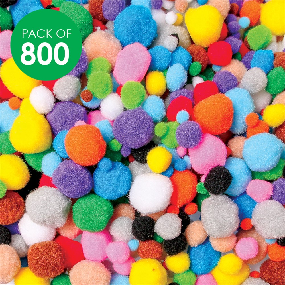 Pom Poms Assorted Pack Of 800 Pom Poms Cleverpatch Art Craft Supplies