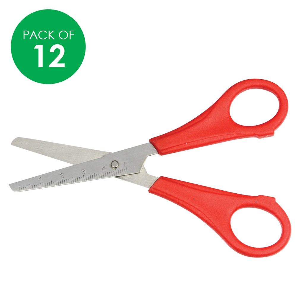 Children's Right Handed Ruler Scissors with Markings on The Blades for Kid's Crafts (Pack of 8)