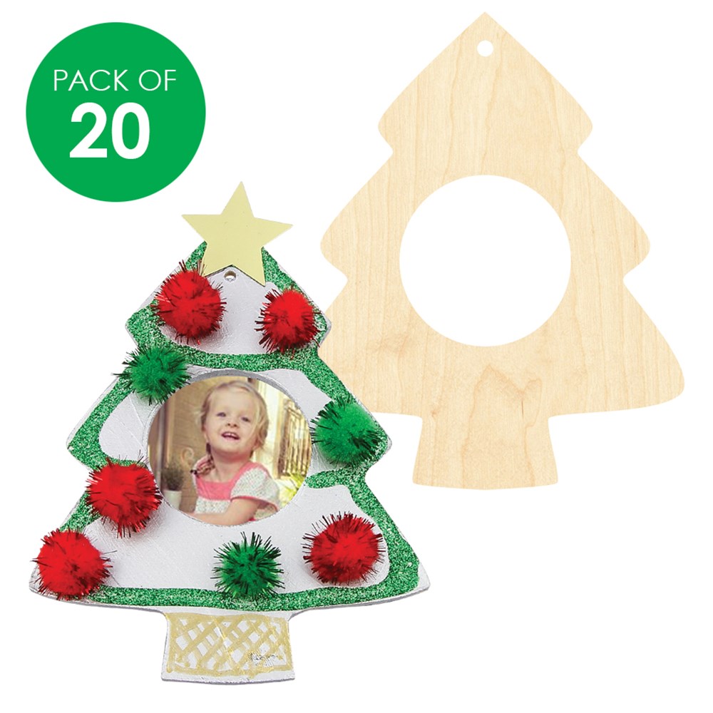 Wooden Christmas Tree Frames Pack Of 20 Christmas Ornaments Cleverpatch Art Craft Supplies