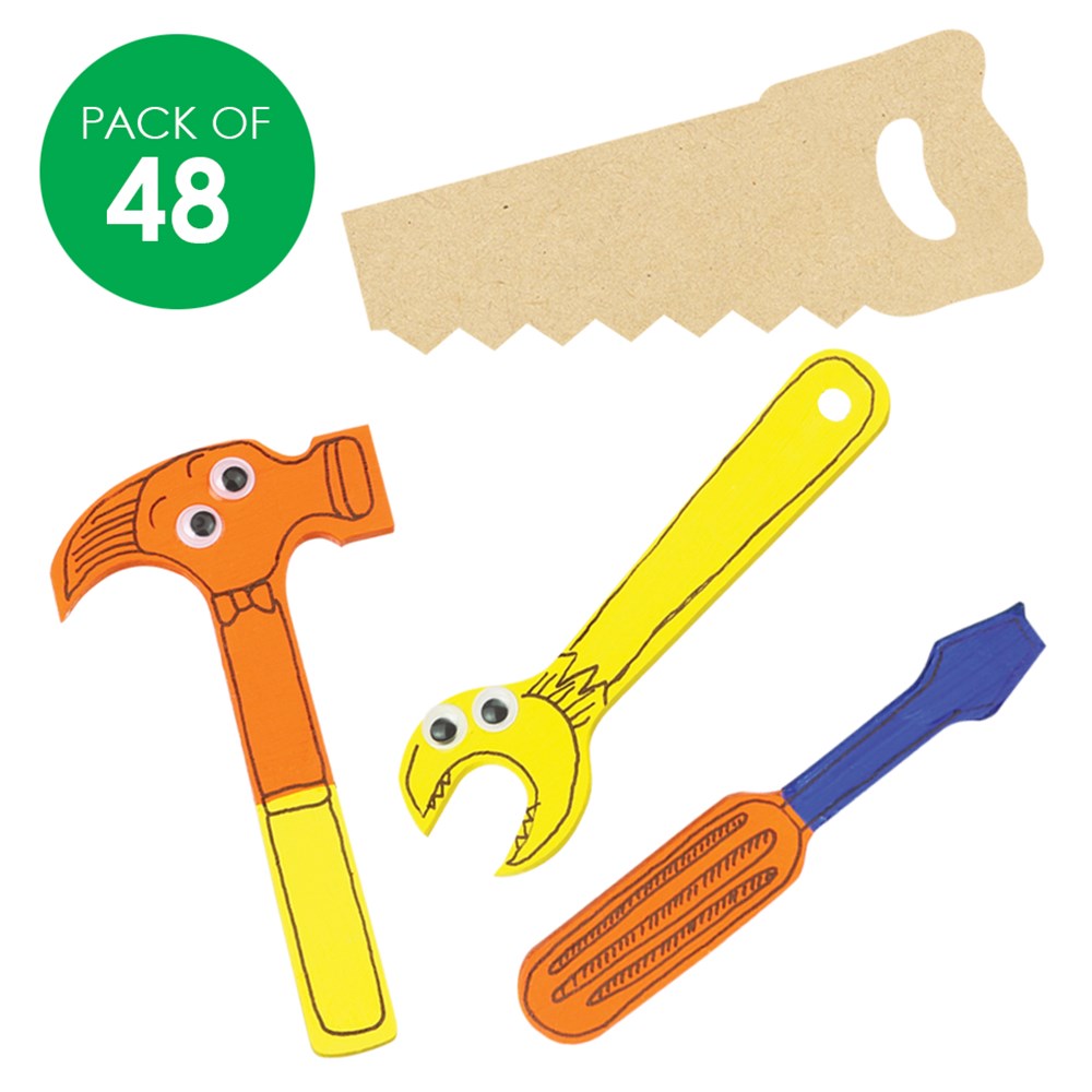 Wooden Tool Shapes - Pack of 48 Wooden Craft ...