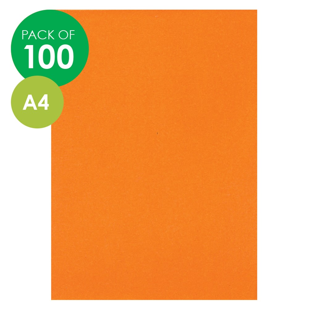 Cardboard - Orange - A4 - Pack of 100 | Coloured Card