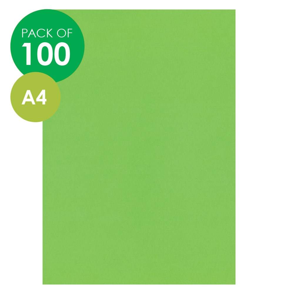Cardboard Green A4 Pack of 100 Coloured Card CleverPatch