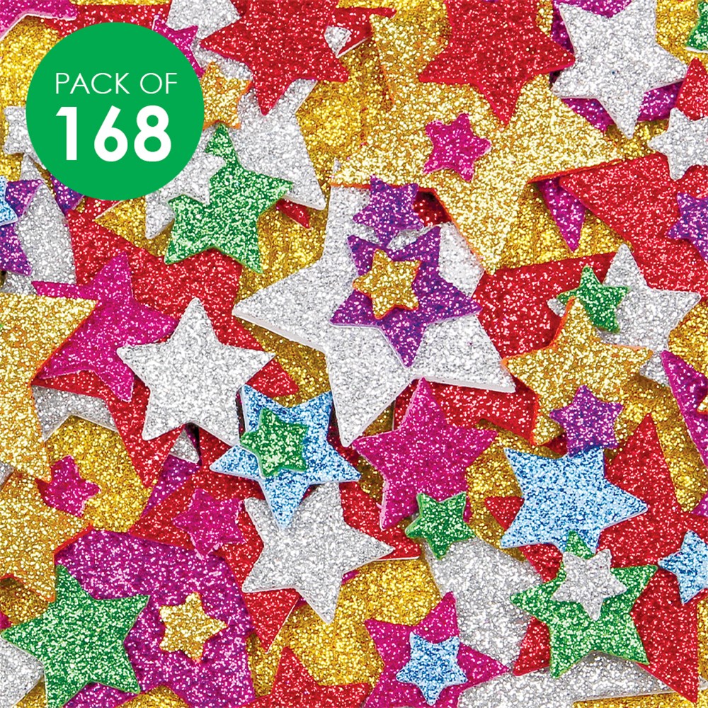 Foam Glitter Star Stickers - Pack of 168, Foam
