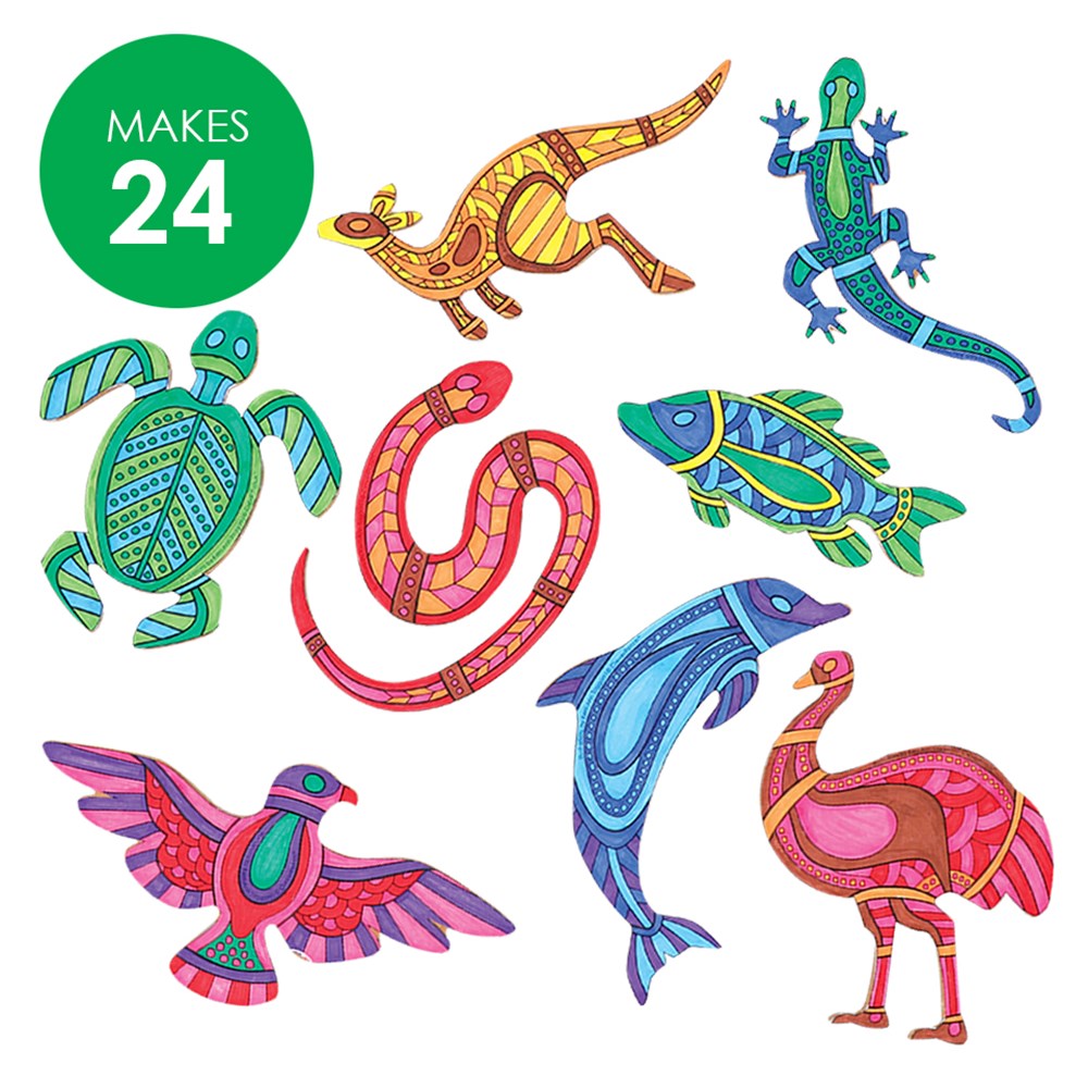 Wooden Indigenous Australian Animals & Templates Kit | Indigenous Artist Designs - CleverPatch | CleverPatch - Art & Craft Supplies Wooden Indigenous Australian Animals & Templates Kit | Indigenous Artist Designs - CleverPatch | CleverPatch - Art & Craft Supplies