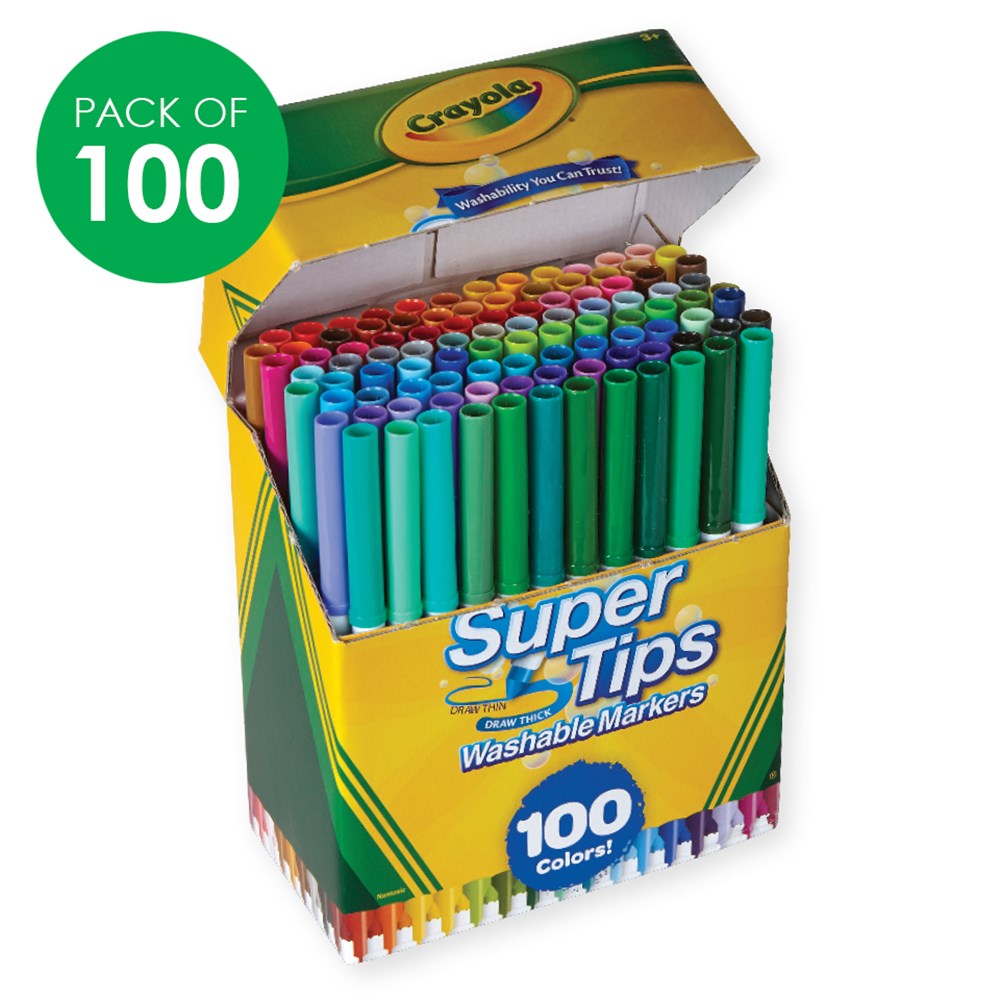 Crayola SuperTips Washable Markers - Pack of 100 - CleverPatch
