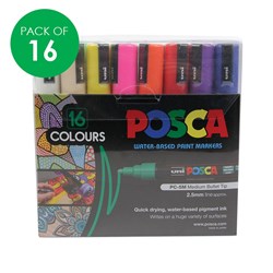 POSCA Paint Markers - Medium Tip - Coloured - Pack of 16