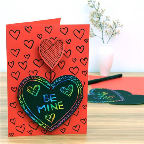 Scratch Board Heart Valentine’s Day Card