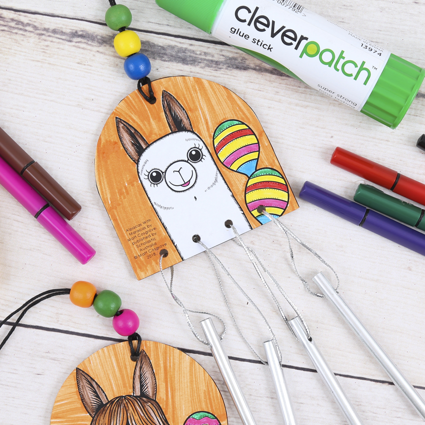 Alpacas with Maracas Wind Chimes Wood CleverPatch CleverPatch