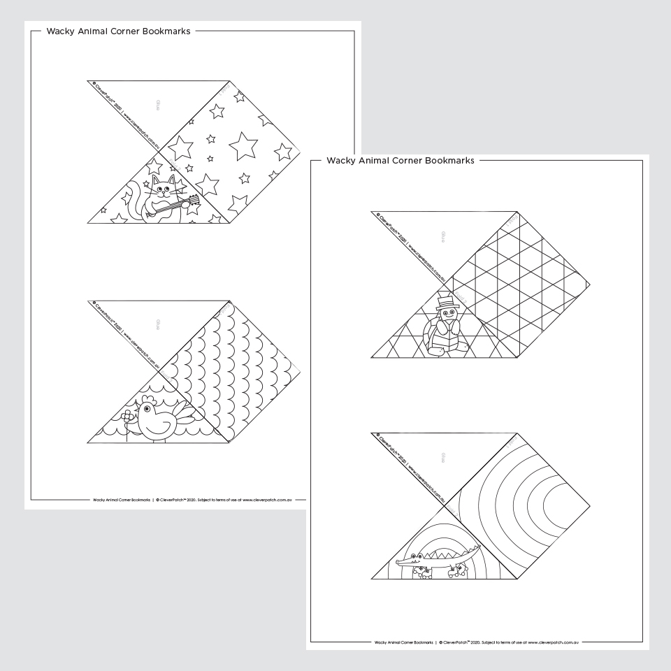 Wacky Animal Corner Bookmarks | Paper & Card - CleverPatch | CleverPatch - Art & Craft Supplies for Free Printable Corner Bookmark Template