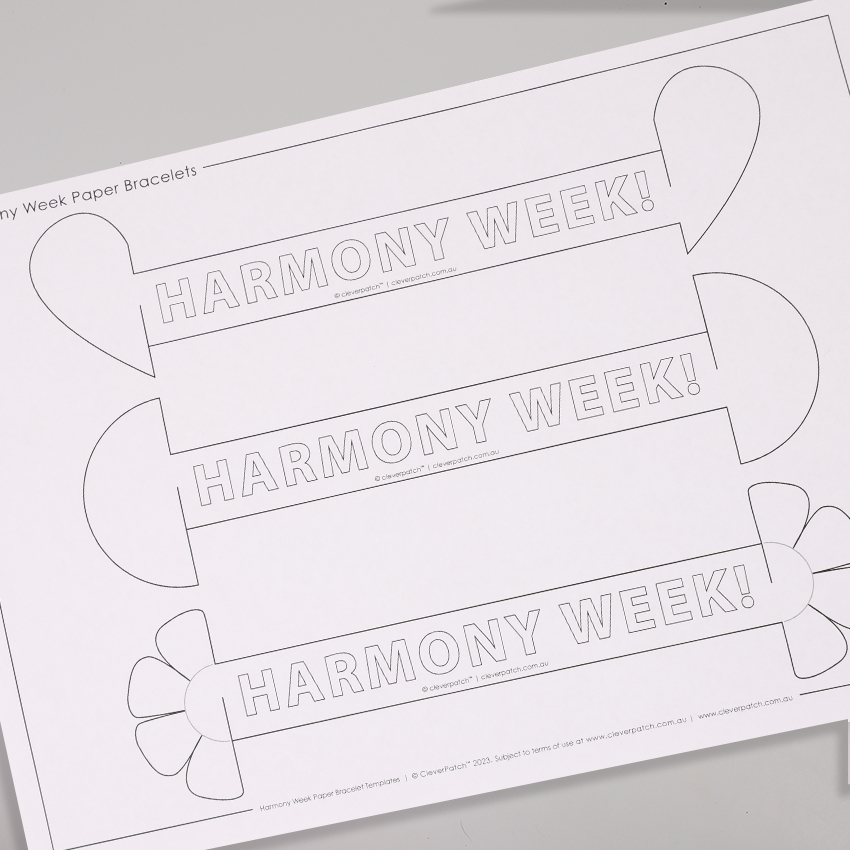 Harmony Week Paper Bracelets Paper Card CleverPatch CleverPatch 