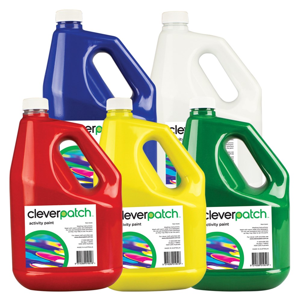 CleverPatch Activity Paint - 4 Litre - Set of 5 colours Paint ...