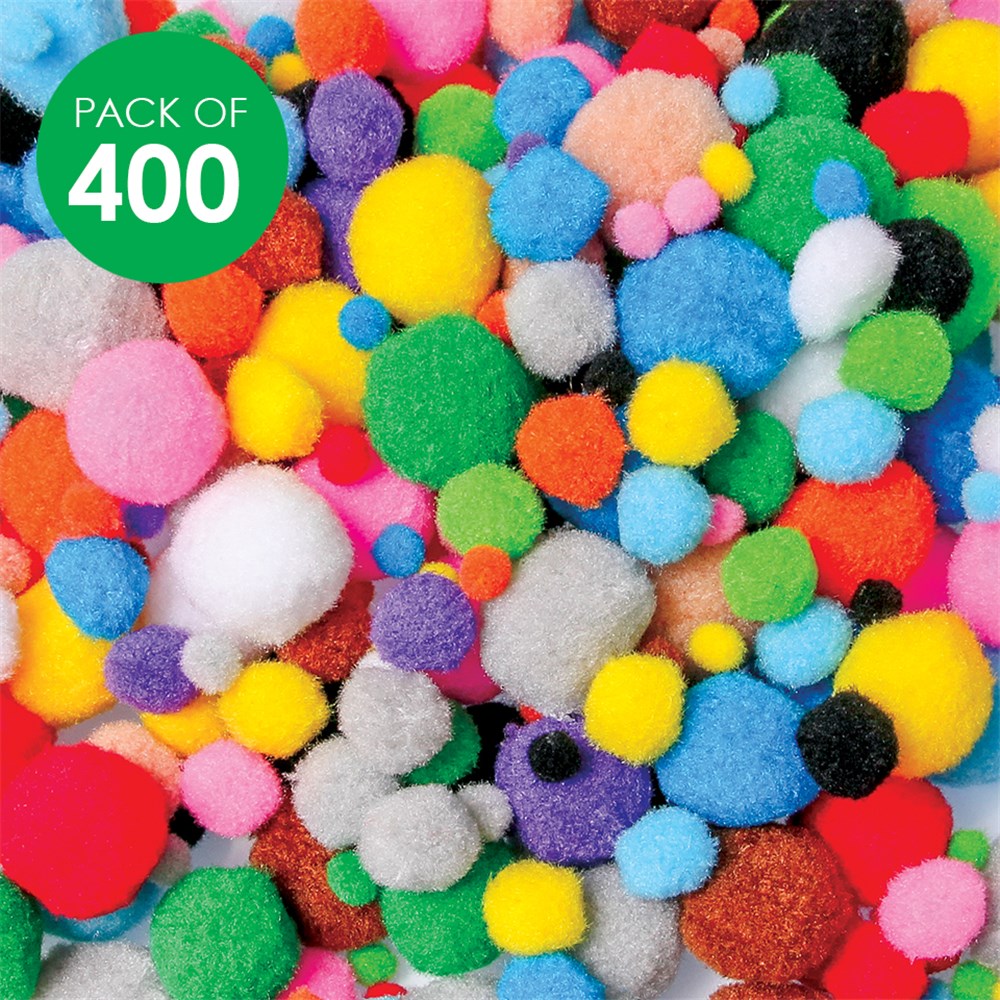 Pom Poms - Assorted - Pack of 400 | Pom Poms | CleverPatch - Art ...