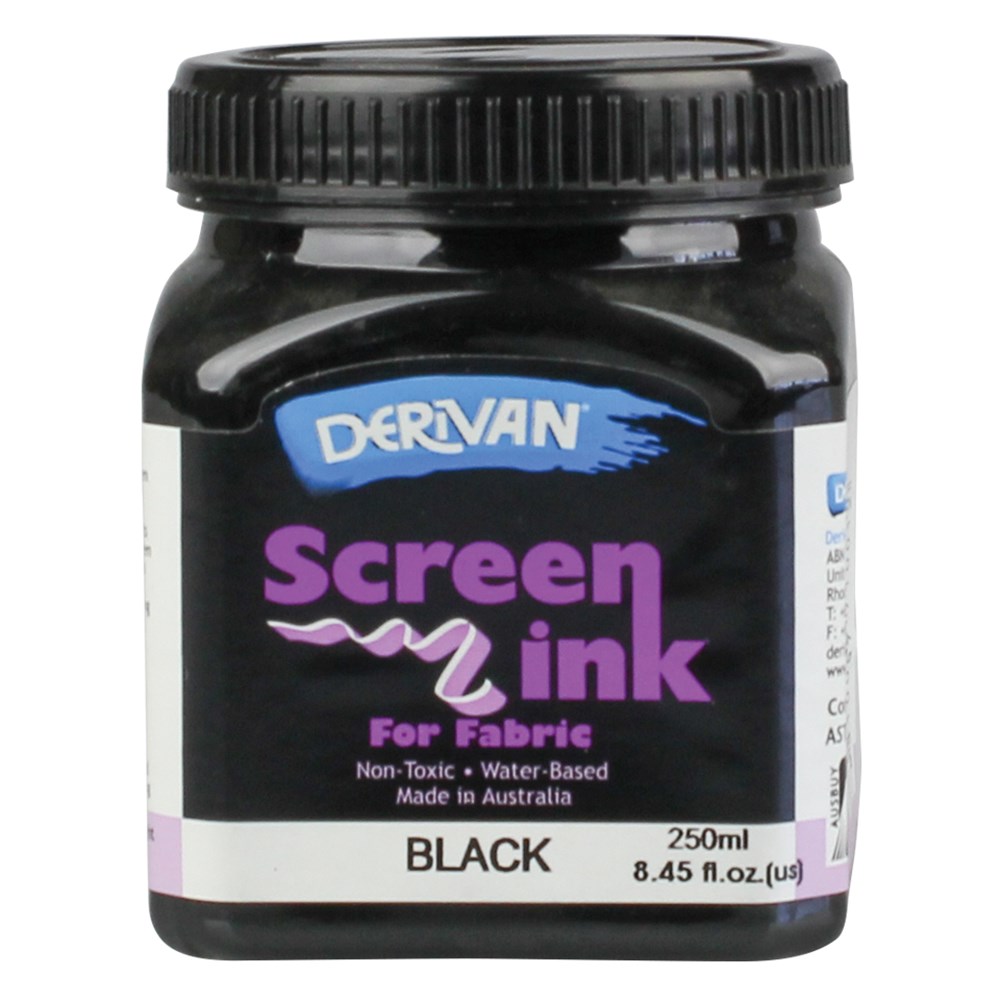 Screen Dark Ink Derivan Screen Ink - Black - 250ml | Screen Inking Paint | CleverPatch ...