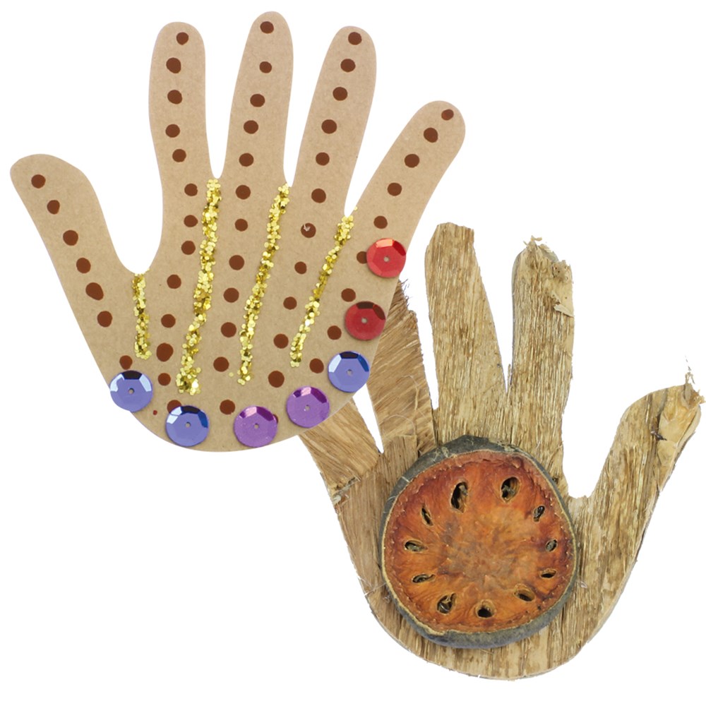 Cardboard Hands Brown Pack of 50 CleverPatch Art & Craft Supplies