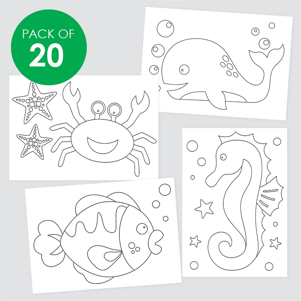 Sea Animals Sand Art Sheets - Pack of 20 | Sand Art | CleverPatch - Art &  Craft Supplies