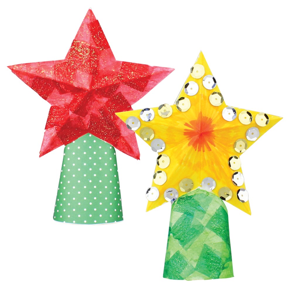 Cardboard Star Tree Toppers White Pack of 20 Paper Activities