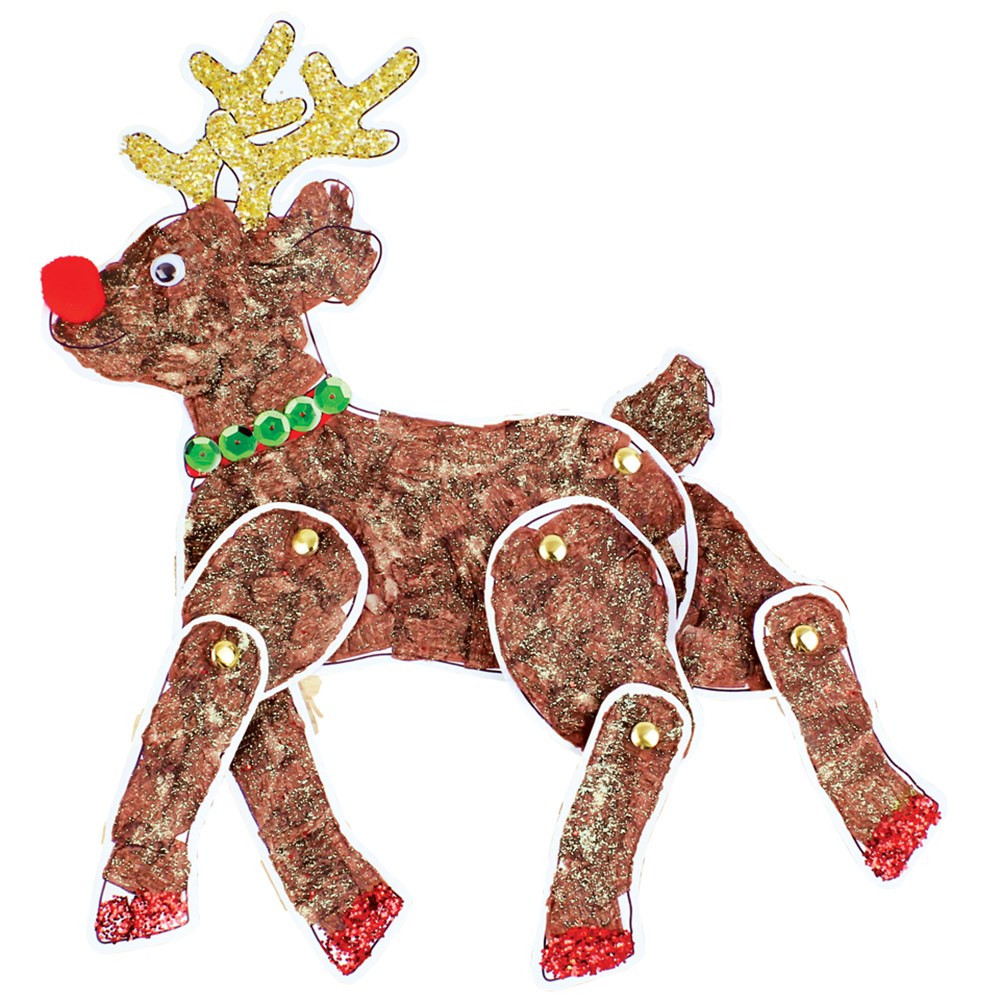 Cardboard Dancing Reindeer White Pack of 20 Paper Activities