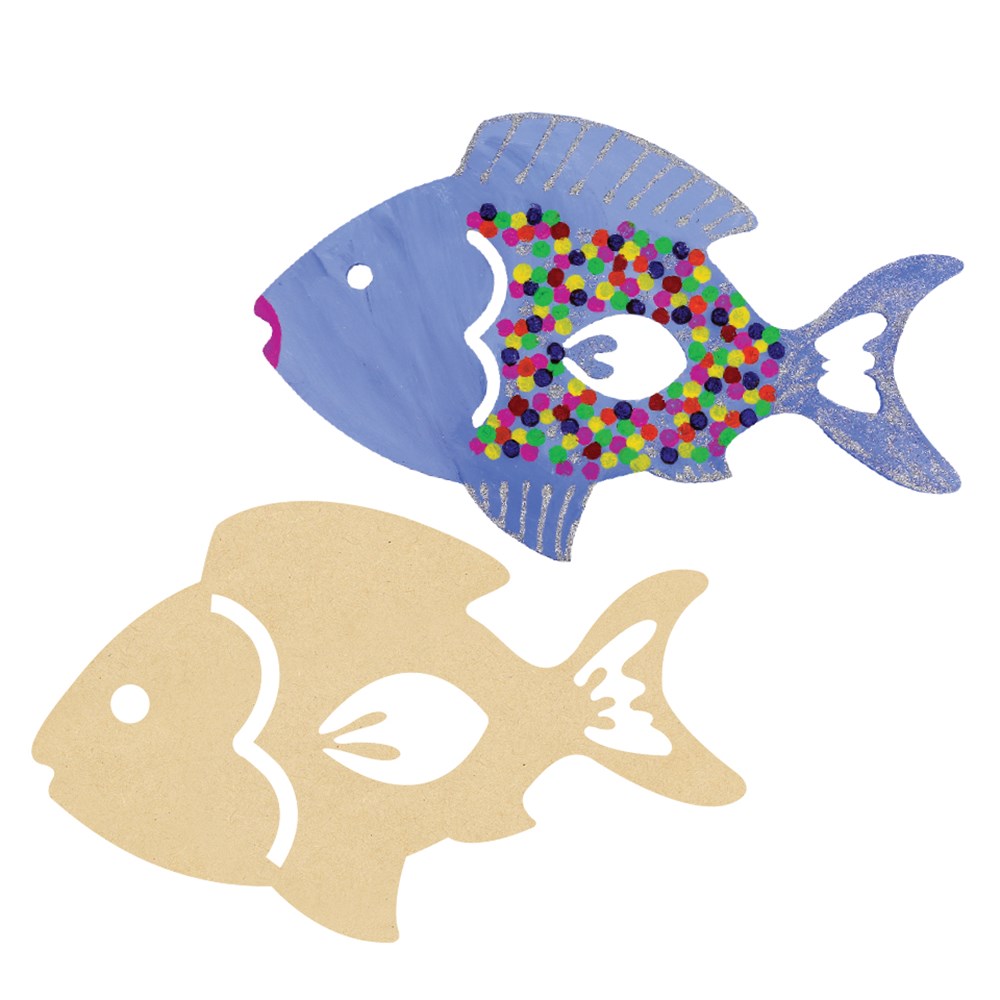 Wooden Fish Pack of 10 Giant Wood CleverPatch Art & Craft Supplies