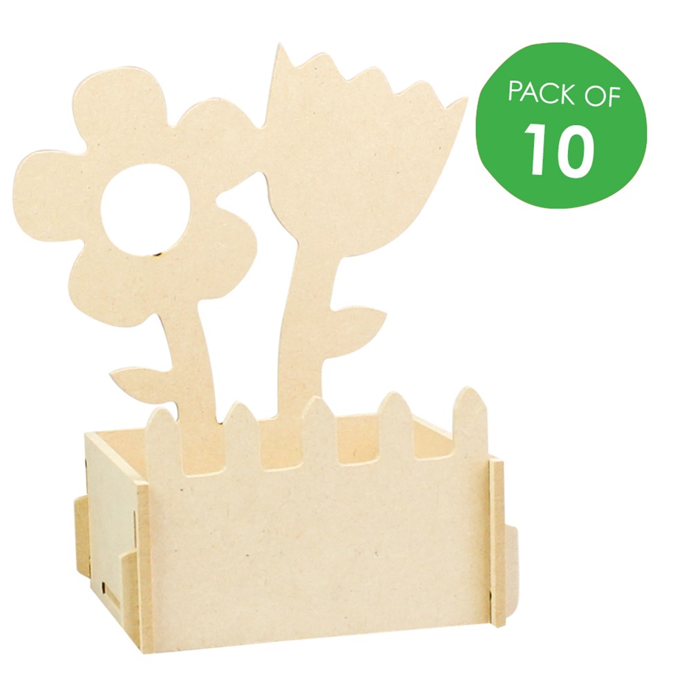 Wooden Flower Desk Organisers Pack of 10 Wood CleverPatch Art