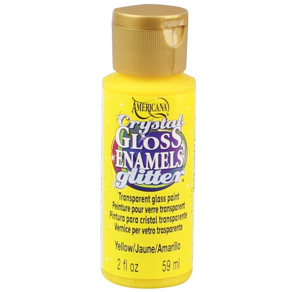 Glitter Glass & Porcelain Paint Yellow 59ml Glass & Porcelain