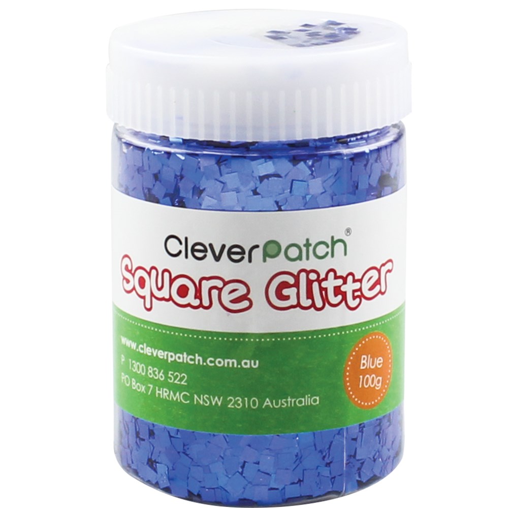 CleverPatch Square Glitter Blue 100g Shaker Tub Glitter CleverPatch Art & Craft Supplies
