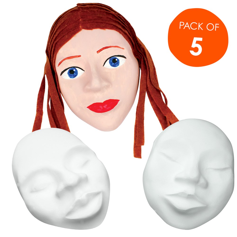 Face Forms Pack of 5 Plaster & Moulds CleverPatch Art & Craft