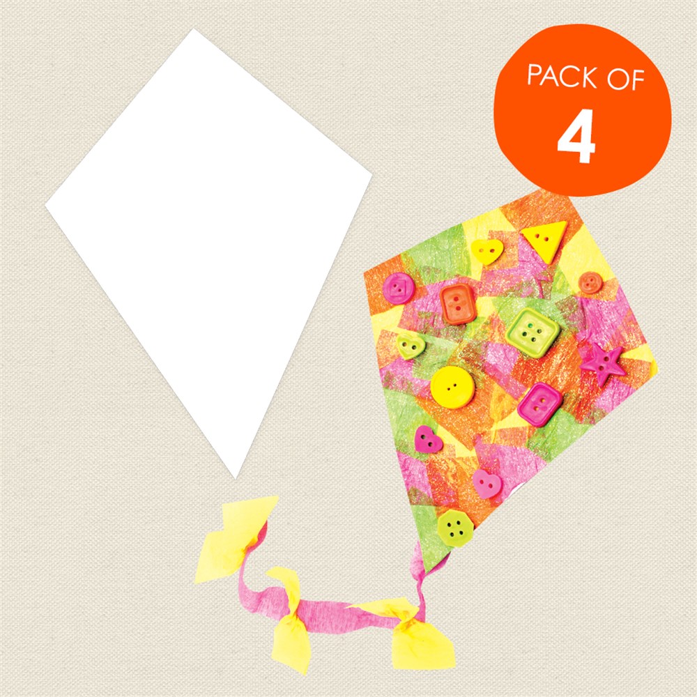 Cardboard Cutout Kites White Pack of 4 Paper Activities