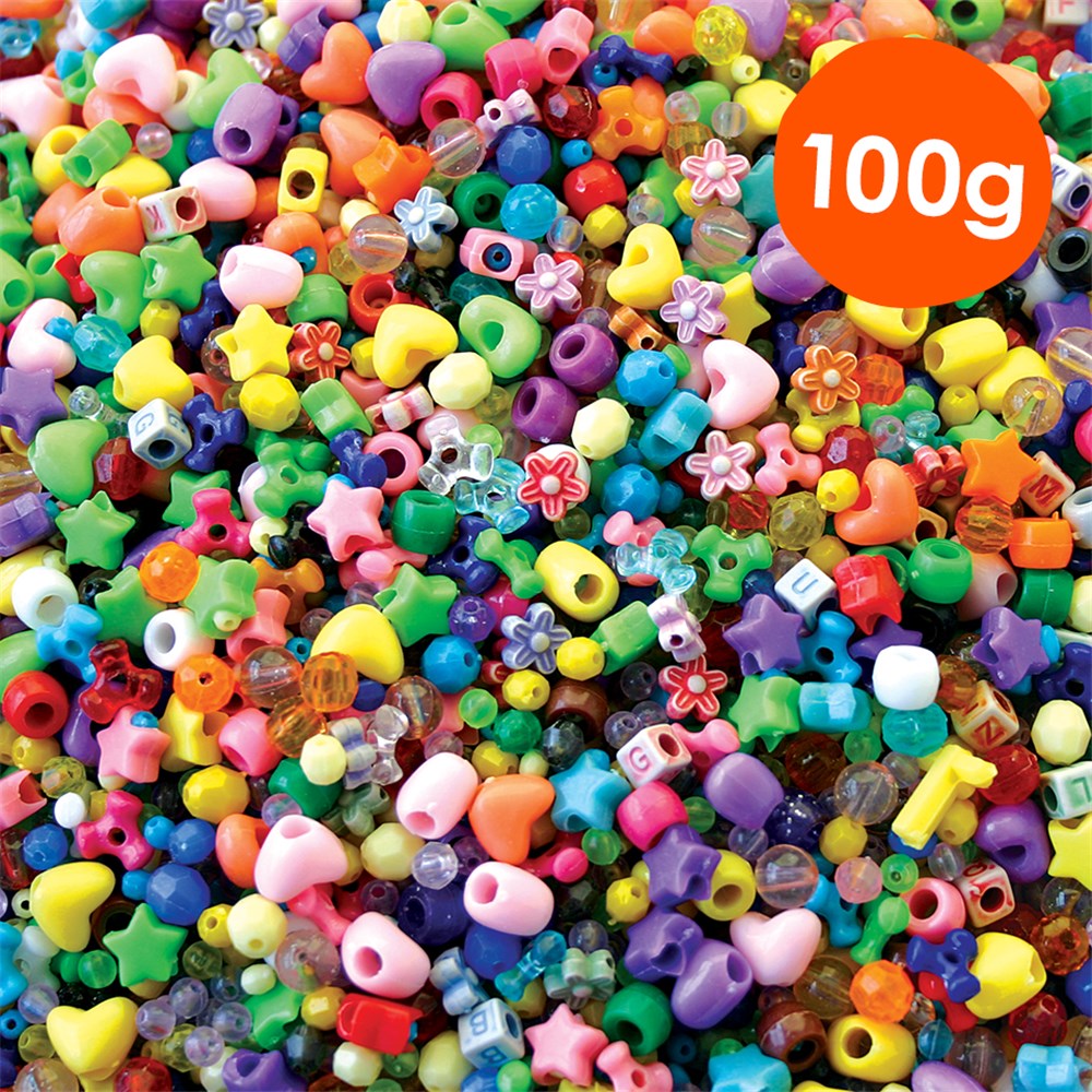 Assorted Beads 100g Pack Beads & Jewellery Making CleverPatch