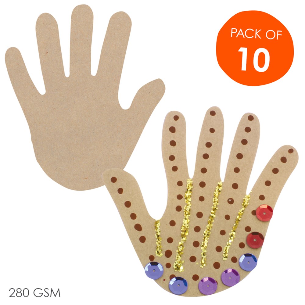 Cardboard Hands Brown Pack of 10 Natural Christmas Craft