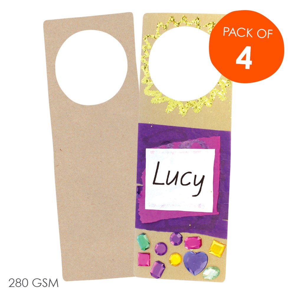 Cardboard Door Hangers Brown Pack of 4 Paper CleverPatch Art