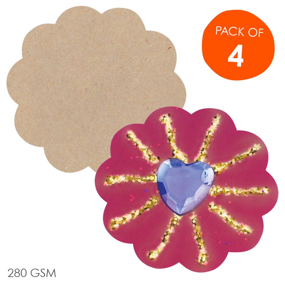  Cardboard Flowers  Brown Pack of 4 Paper 