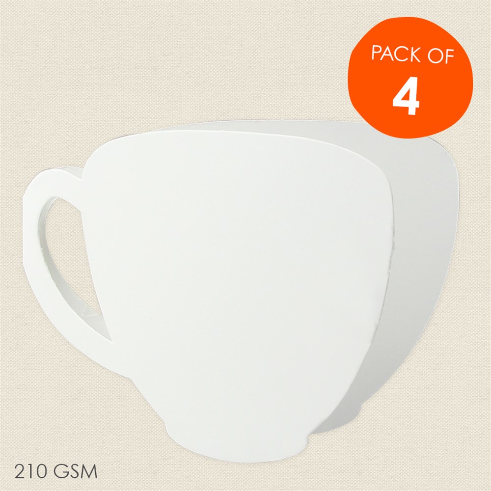 Cardboard Teacup Card White Pack of 4 Paper Activities