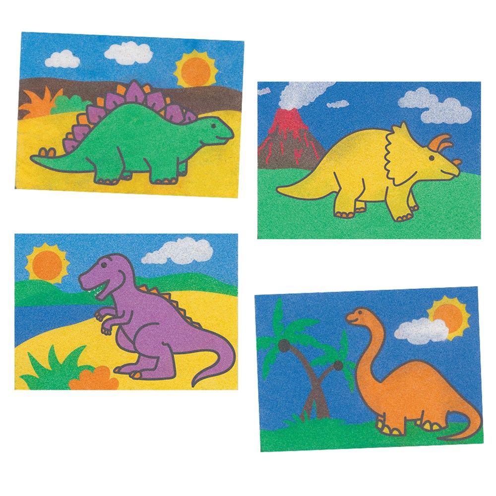 Dinosaurs Sand Art Sheets Pack of 4 Sand Art CleverPatch Art & Craft Supplies