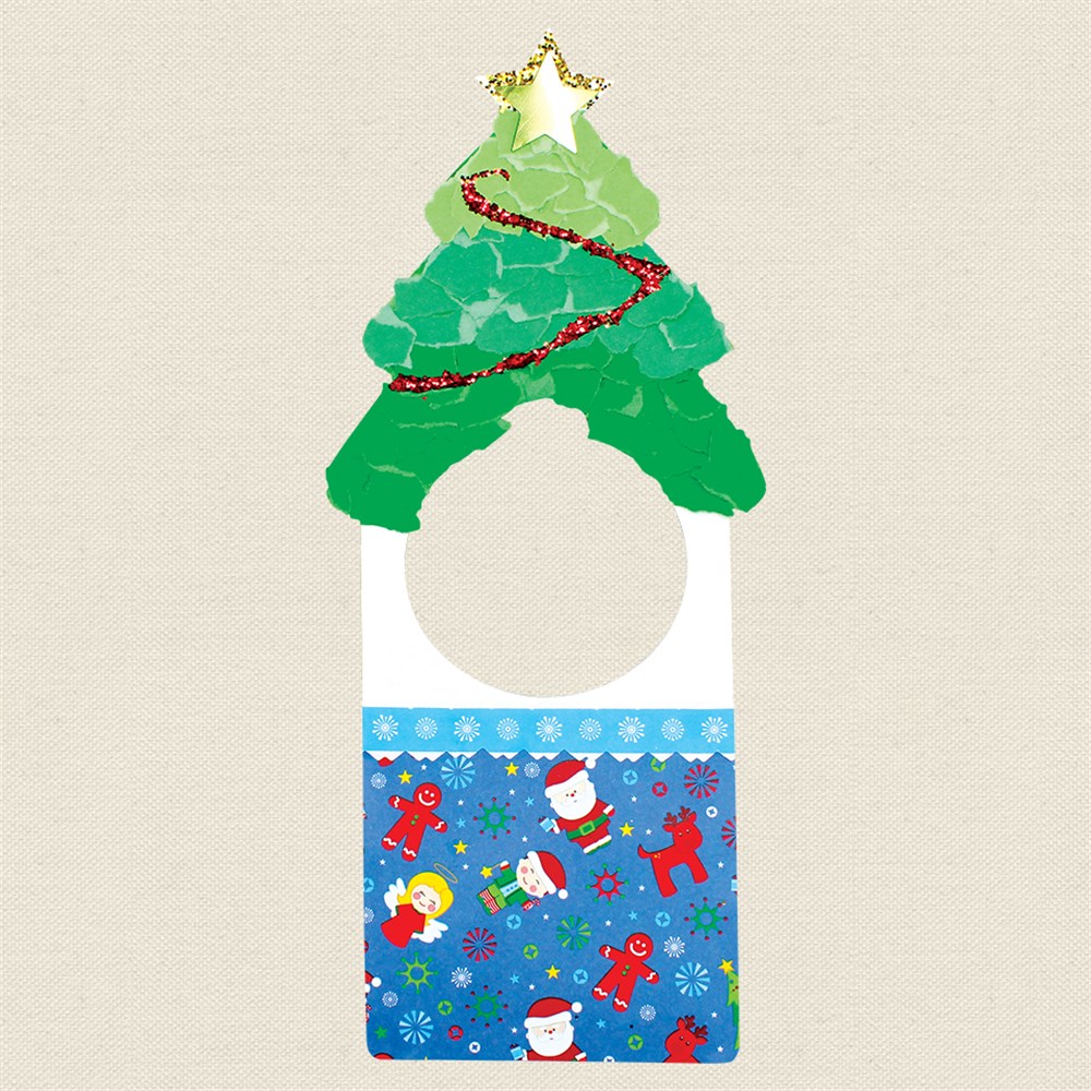 Cardboard Christmas Tree Door Hangers White Pack of 4 Paper