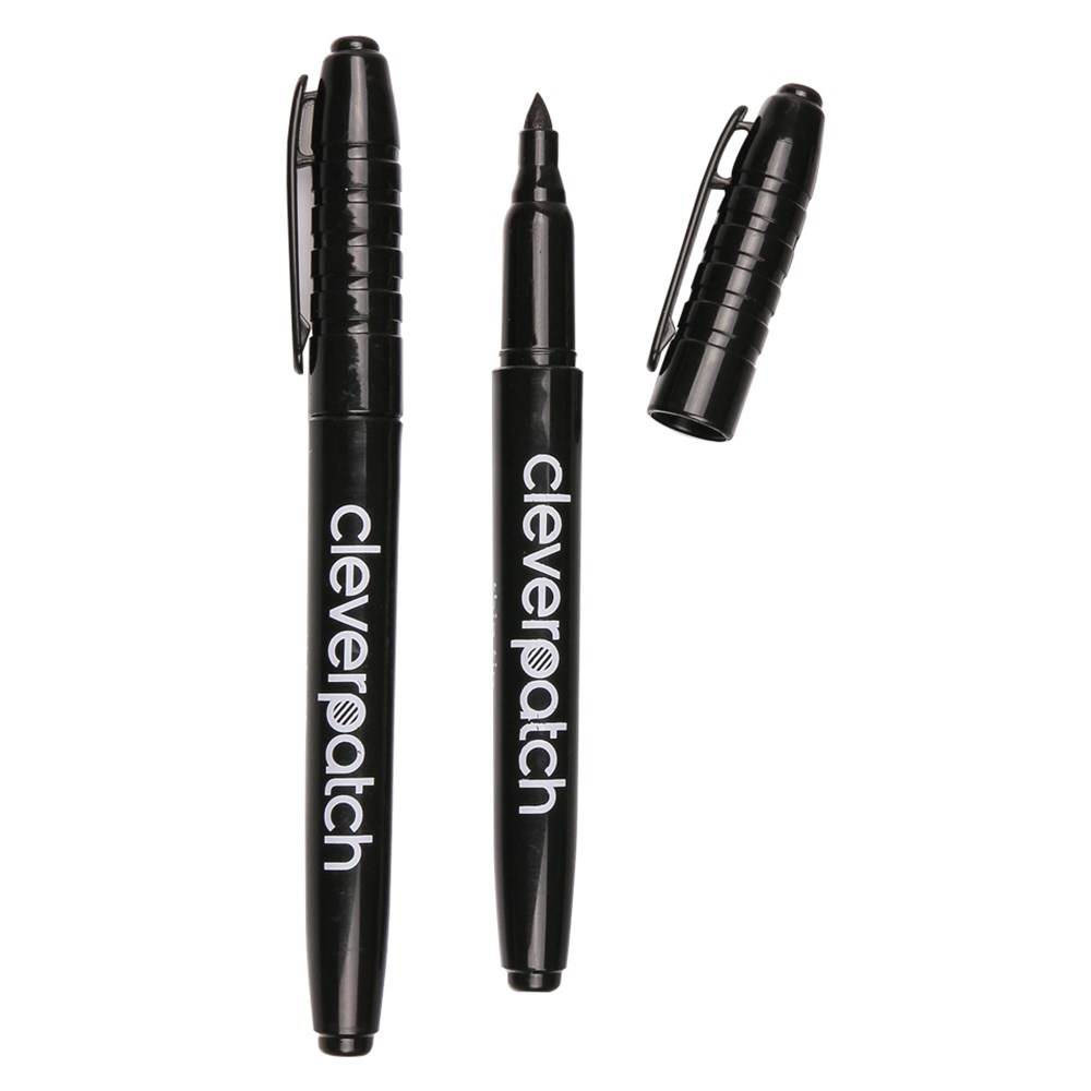 CleverPatch Thin Tip Permanent Markers Black Pack of 12 Markers CleverPatch Art