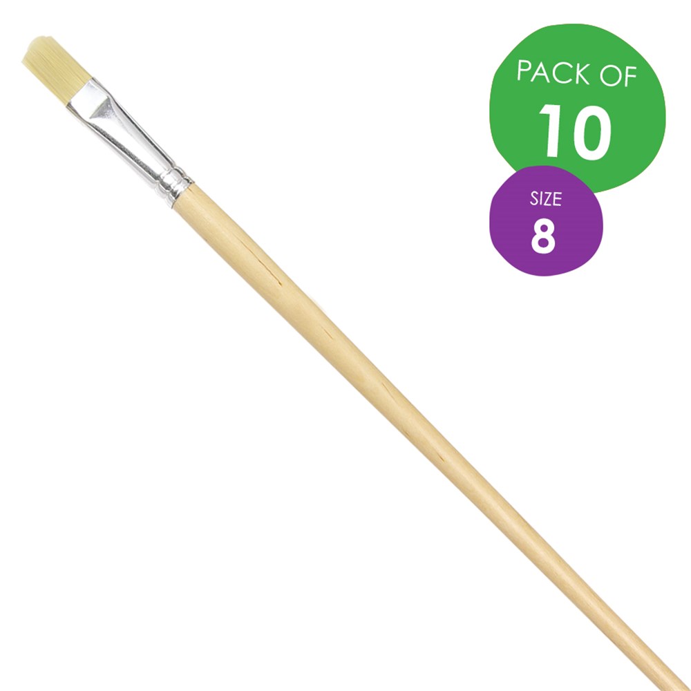 Flat Paint Brushes Size 8 Nylon Pack of 10 Paint Brushes