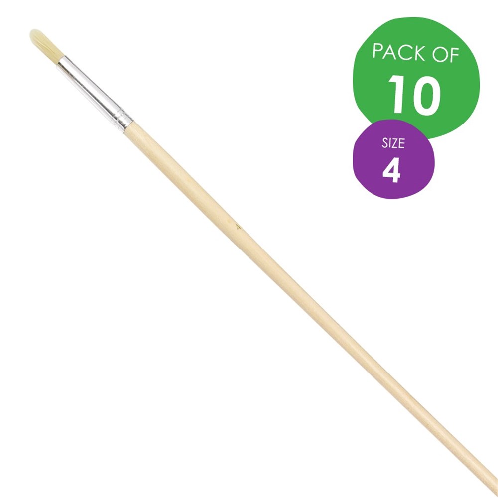Round Paint Brushes Size 4 Nylon Pack of 10 Paint Brushes & Effects CleverPatch Art